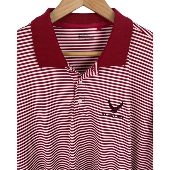 U.S. Air Force Mens Size 2XL Red/White Striped Short Sleeve Polo Shirt Arc Brand - Picture 3 of 7